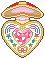 Pixel sprite of Cosmic Heart Compact, open.