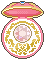 Pixel sprite of Crystal Star brooch, open.