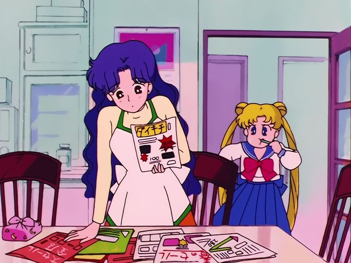 Usagi Tsukino and the cat with the crescent moon