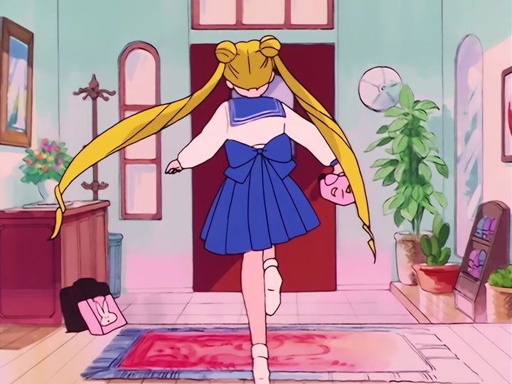 Usagi Tsukino and the cat with the crescent moon