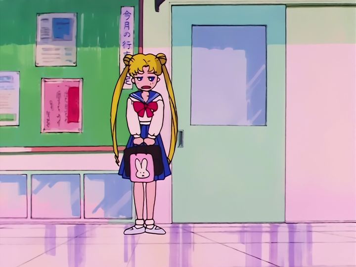 Usagi Tsukino and the cat with the crescent moon