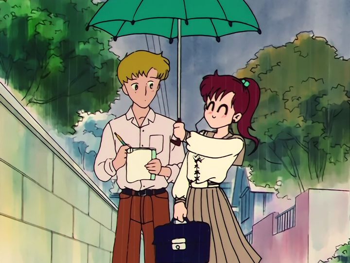 the umbrella in the rain, and the woman in the lab coat