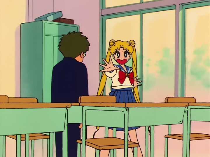 Umino asks Usagi for advice and becomes Tuxedo Umino Kamen