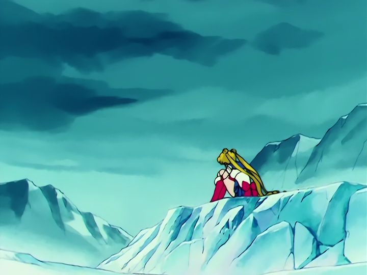 Sailor Moon alone, and the four guardians who come back to her