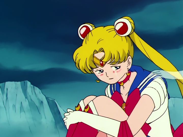 Sailor Moon alone, and the four guardians who come back to her