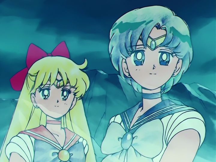 Sailor Moon alone, and the four guardians who come back to her