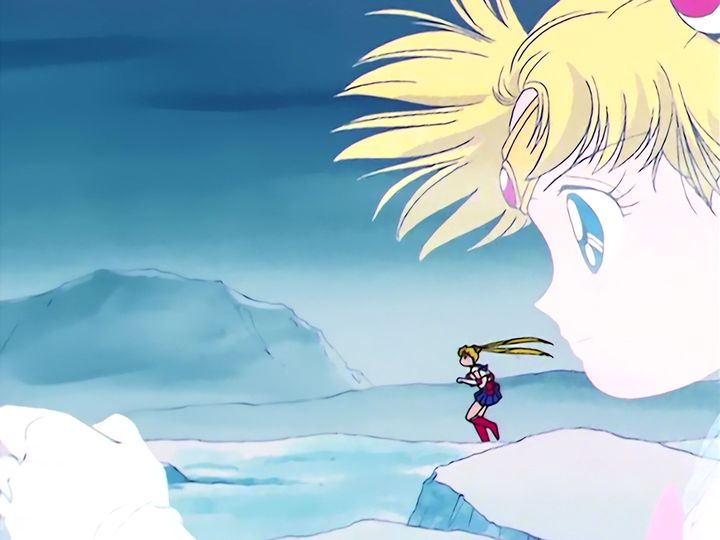 Sailor Moon alone, and the four guardians who come back to her