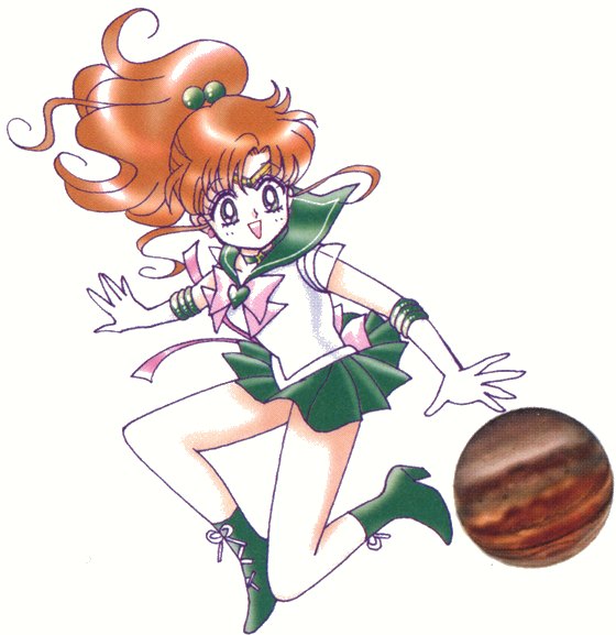 Sailor Jupiter with her planet, drawn by Naoko Takeuchi