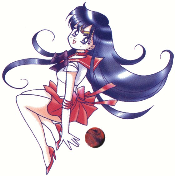 Sailor Mars with her planet, drawn by Naoko Takeuchi