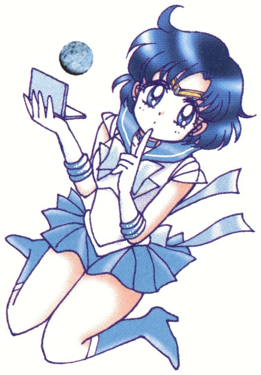 Sailor Mercury with her planet, drawn by Naoko Takeuchi