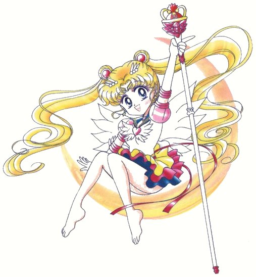 Sailor Moon with her planet, drawn by Naoko Takeuchi
