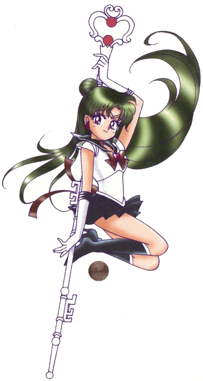 Sailor Pluto with her planet, drawn by Naoko Takeuchi