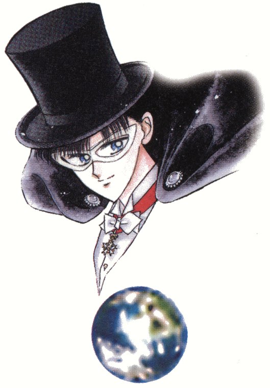 Tuxedo Mask with the Earth, drawn by Naoko Takeuchi