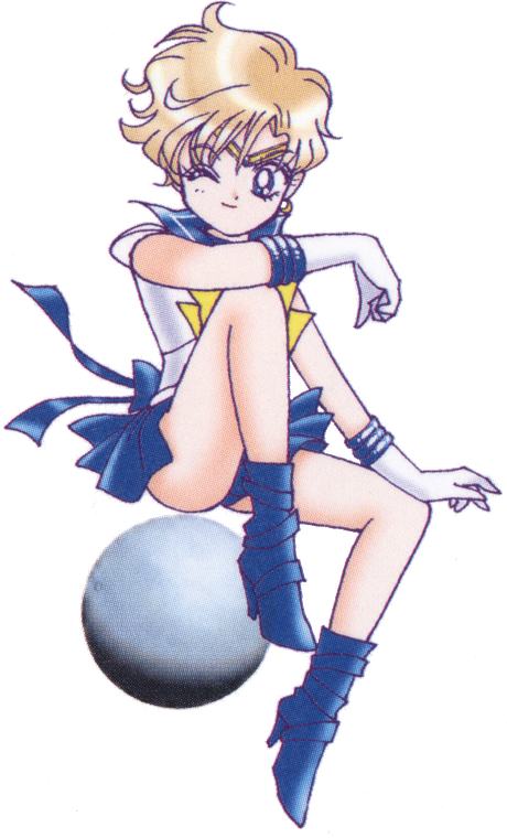Sailor Uranus with her planet, drawn by Naoko Takeuchi